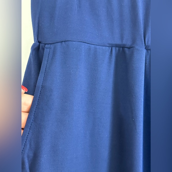 Elizabeth & Clarke Wide Waist Straight Leg Lounge Pant Slash Pockets Nav… - Picture 3 of 8